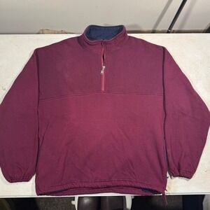 Vintage 90s Russell Athletic Burgundy Quarter Zip Mens XL Sweatshirt Made in USA